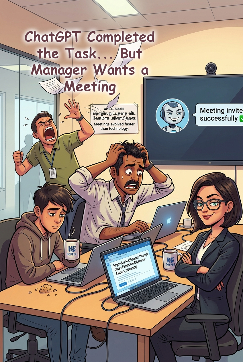 AI and Manager Illustration